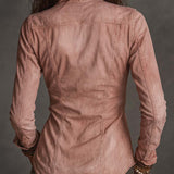 Camisa de Ganga Desgastada Vintage com Fecho