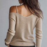 Blusa de Malha Retro com Ombros à Mostra