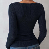 Blusa de Malha Retro com Decote em V Cruzado e Fio Metalizado