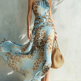 Delmina – Vestido glamoroso com estampa animal