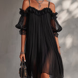 Vitória | Mini vestido preto de musselina