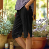 【Coton Et Lin】Pantalon Décontracté De Couleur Unie