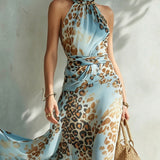 Delmina – Vestido glamoroso com estampa animal