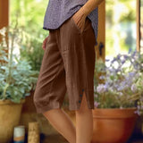 【Coton Et Lin】Pantalon Décontracté De Couleur Unie