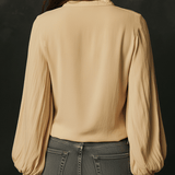 Camisa de Algodão Casual Amarela com Bordado Floral