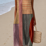 Vera | Vestido Midi de Blocos de Cor Sem Mangas