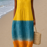 Sophie | Vestido Midi Sem Mangas em Blocos de Cor