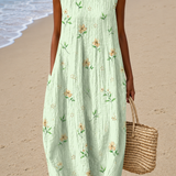 Amelia | Vestido Midi Floral Leve Sem Mangas
