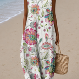 Thalia | Vestido Midi Botânico Sem Mangas