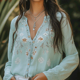 Camisa Bordada Boho, Suave e Casual