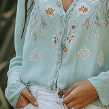 Camisa Bordada Boho, Suave e Casual