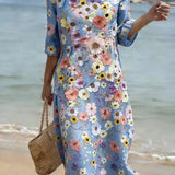 Vestido casual de mulher com estampado floral
