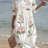 Vestido casual de mulher com estampado floral