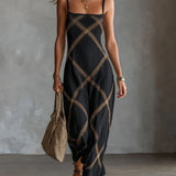 Melisa Vestido Maxi Geométrico com Decote Quadrado