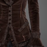 Blazer de Veludo Castanho Chocolate Vintage com Folhos