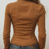 Camisa Camel Lavada Vintage com Debrum Contrastante