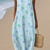 Claudia | Vestido Midi Floral Sem Mangas para a Praia