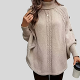 Cordelia - Camisola de Gola Alta em Malha de Tranças