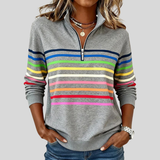 Bryony - Sweatshirt às Riscas Coloridas com Fecho Curto