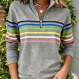 Diane | Pullover Riscas com Meio-Fecho, Corte Solto