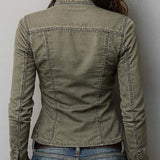 Top Justo com Fecho de Correr Estilo Western Verde Lavado