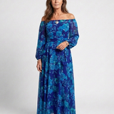 Aspen | Vestido Longo Floral de Ombros Descaídos