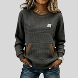 Maeve - Sweatshirt Texturada com Blocos de Cor e Gola Redonda