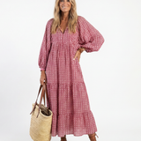 ARLETTE | Vestido Midi Estampado Geométrico de Manga Comprida