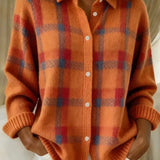 Megan™ | Cardigan de Tricot Axadrezado com Botões