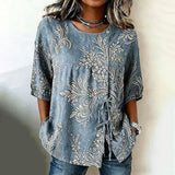 Blouse À Imprimé Feuilles Vintage