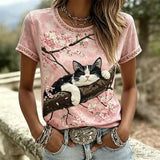 T-shirt Vintage com Estampado Floral