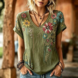 Blusa Vintage com Estampado Floral