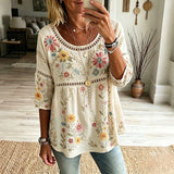Blusa Vintage com Estampado Floral