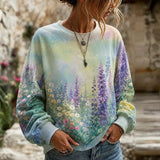 Sweat-Shirt Décontracté À Imprimé Floral