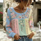 Blouse Fleurie À Blocs De Couleurs