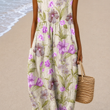 Whitney | Vestido Midi Floral de Jardim Sem Mangas