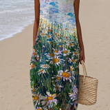 Eudora | Vestido Midi Floral Sem Mangas