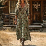 【Mangas Compridas】Vestido Vintage Casual