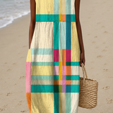 Deanna | Vestido Midi Colorido Sem Mangas