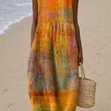 Carmen | Vestido Midi Artístico Sem Mangas
