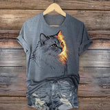 T-shirt Casual com Estampado de Gato