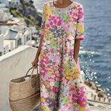 Chérie | Vestido midi floral solto e leve