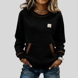 Maeve - Sweatshirt Texturada com Blocos de Cor e Gola Redonda