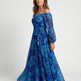 Aspen | Vestido Longo Floral de Ombros Descaídos