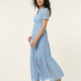 Brielle | Vestido Midi em Camadas com Decote em V e Manga Curta