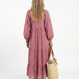 ARLETTE | Vestido Midi Estampado Geométrico de Manga Comprida