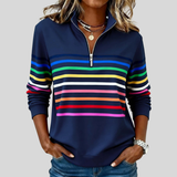 Bryony - Sweatshirt às Riscas Coloridas com Fecho Curto