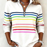 Diane | Pullover Riscas com Meio-Fecho, Corte Solto