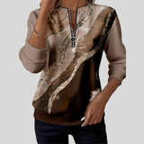 Saskia - Sweatshirt Meio Fecho com Estampado Vintage