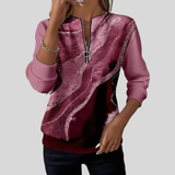Saskia - Sweatshirt Meio Fecho com Estampado Vintage